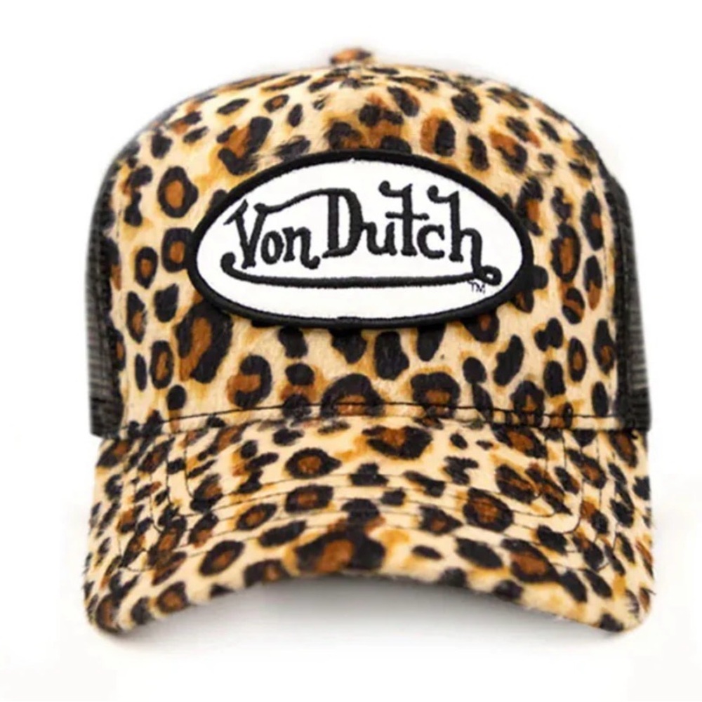 New Von Dutch Velvet Leopard Trucker Hat